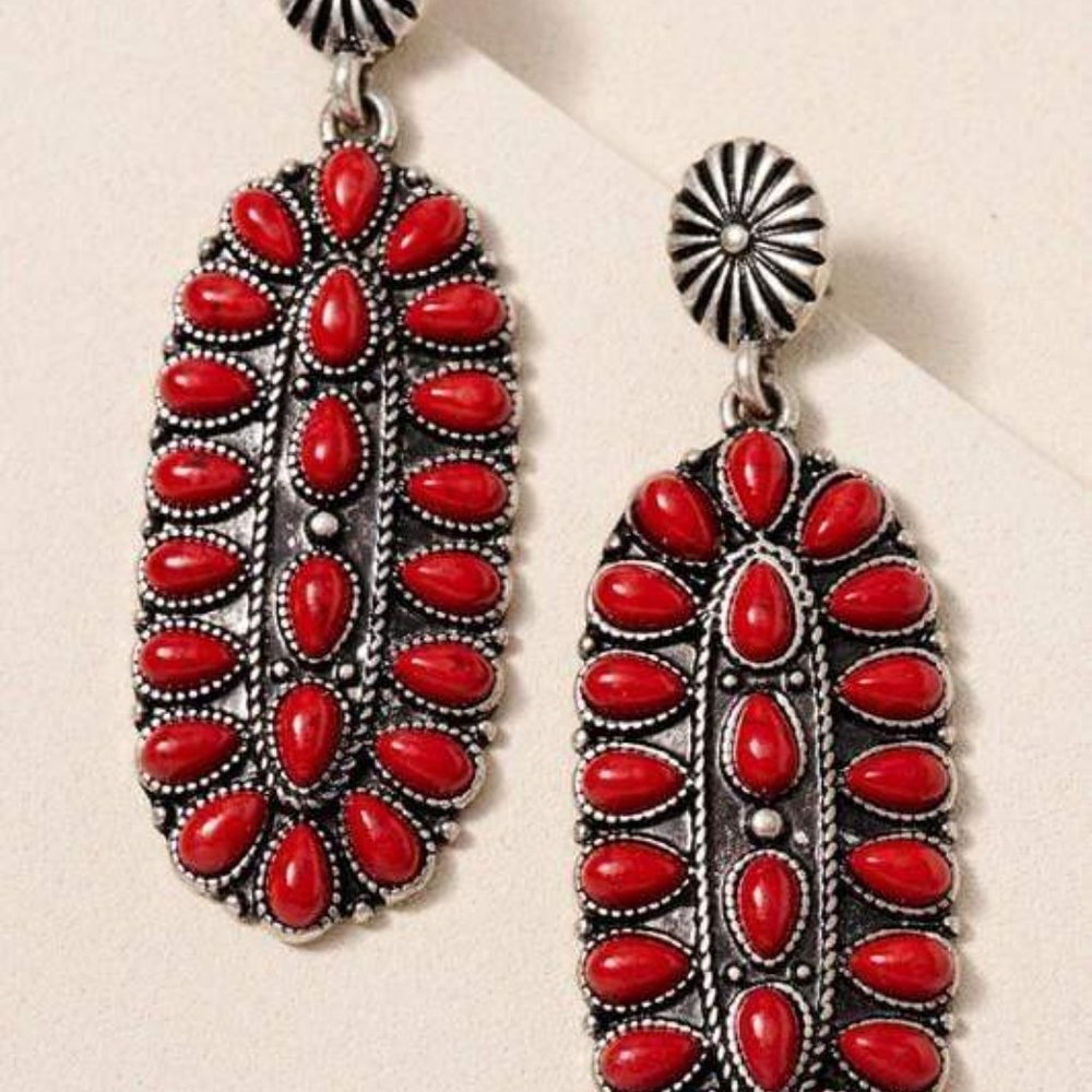 LAST PAIR My Kinda Gal Stone Earrings-Cherry